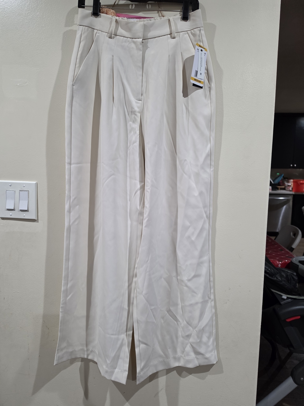 French Connection Ivory Wide-Leg High Waist Trousers Size M - Picture 6 of 8